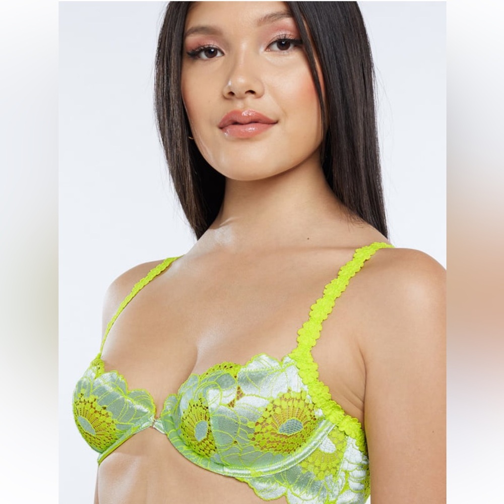 NEW- Savage x Fenty Perfect Poppies Unlined Bra in Lime Green